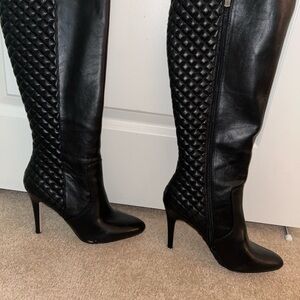 BCBGeneration Black Quilted Leather Over the Knee Boots